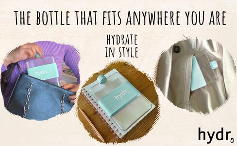 | زجاجة مياه مسطحة 15 أونصة للمحفظة وفرشاة تنظيف مرنة | زجاجة مياه مربعة خالية من مادة BPA | زجاجات مياه رفيعة مقاومة للتسرب/السقوط للسفر، زجاجة مياه صغيرة in Kuwait