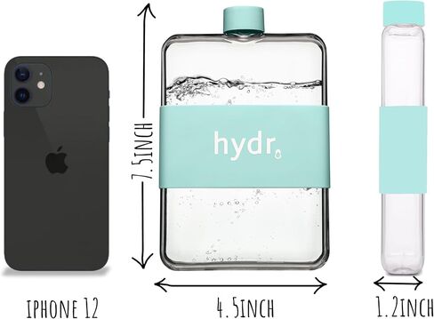 | زجاجة مياه مسطحة 15 أونصة للمحفظة وفرشاة تنظيف مرنة | زجاجة مياه مربعة خالية من مادة BPA | زجاجات مياه رفيعة مقاومة للتسرب/السقوط للسفر، زجاجة مياه صغيرة in Kuwait