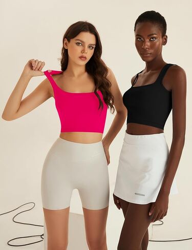 LOMON Square Neck Strappy Tank Top for Women Summer Sleeveless Crop Tops Seamless Going Out Top in Saudi Arabia