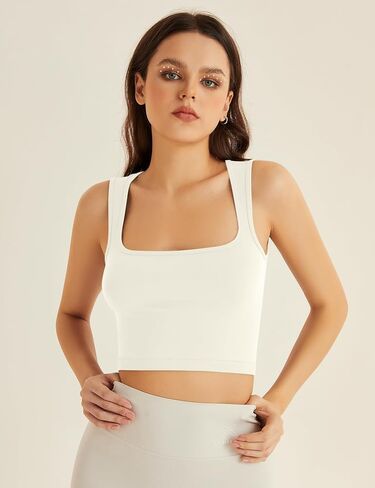 LOMON Square Neck Strappy Tank Top for Women Summer Sleeveless Crop Tops Seamless Going Out Top in Saudi Arabia
