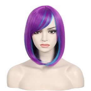 WildCos Short Bob Hair Wigs 14 Inches Straight Synthetic Cosplay Daily Party Wig for Women (Blonde Pink)