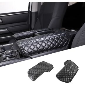 2PCS Center Console Armrest Cover for Toyot@ Tundra 2022-2025 /Sequoia 2023-2025 Accessories, Leather Front Seat Armrest Box Cushion Protector Waterproof Anti-Scratch (Left-Hand Drive)