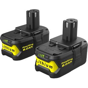 Powilling 2Pack 3.0Ah 18V Ryobi Lithium Replacement Battery for Ryobi 18V Lithium Battery ONE+ P102 P103 P104 P105 P107 18-Volt Cordless Tools Battery Include Charger