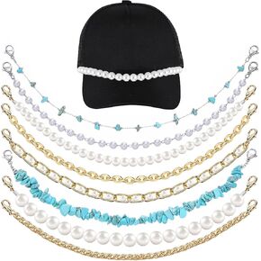 8 Pieces Hat Chains for Women Trucker Hat,Trucker Hat Chains,Hat Chains,Hat Accessories,Detachable Trucker Hat Chains,For Mesh Baseball Cap Trucker Hat Phone Case Purse