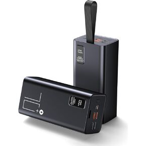 بنك طاقة 80000 مللي أمبير شحن سريع، شاحن محمول عالي السعة 30 وات PD & QC 3.0، 5 مخارج 2 مدخلات USB-C بطارية مع شاشة LED لهاتف iPhone Samsung iPad والسفر والتخييم في الهواء الطلق