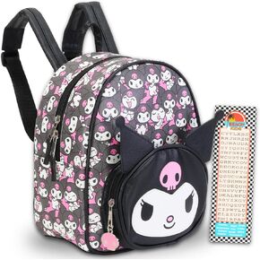 حقيبة الظهر Sanrio Kuromi للنساء مجموعة - حزمة مع 10 بوصات من الجلد Kuromi Mini Backpack بالإضافة إلى إشارة مرجعية للمراهقين | كورومي على ظهر حقيبة الظهر الصغيرة