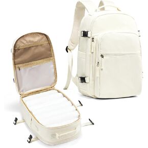 coowoz Large Travel Backpack Carry on Flight Approved Personal Item Travel Bag Carry on Backpack for Women Men Mochila de Viaje Para Mujer Travel Essential Backpack for Traveling on Airplane Beige