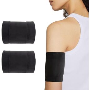 2Pcs Diabetic Sensor Armband, Diabetes Arm Band for Insulin Pod Monitoring Systems - Omnipod Dexcom Freestyle Libre, Protects Insulin Pod During Sports, Replace Adhesive Patches Tape (Black, L)