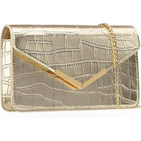 DEXMAY Evening Clutch Handbag for Women Elegant Crocodile Embossed PU Leather Envelope Handheld Crossbody Purse Foldover Bag