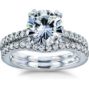 Kobelli Lab Grown Diamond Engagement Ring Wedding Band Bridal Set 1 7/8 CTW 14k Gold (DEF/VS)