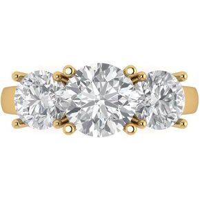 Clara Pucci 3.25 Ct Brilliant Round Cut Simulated Diamond 14K Yellow Gold Three Stone Promise Engagement Bridal Wedding set Ring Band