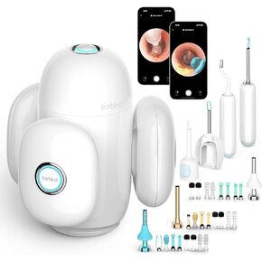 Bebird Home 30S Ear Wax Removal, Smart Ear Care System Cleaner Kit, Wireless Scope Silicone Flex Earscope Camera, UVC LED Light, Visual Wax Cleaning Dropper, Wax Removal Tweezer Tool Adult/Kids