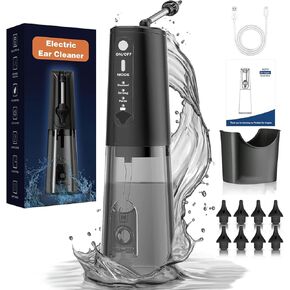 Ear Wax Removal, 3 Working Modes Electric Ear Wax Removal Kit, Water Ear Cleaner for Earwax Buildup, Rechargeable Ear Irrigation Flushing System, Safe and Effective Ear Cleaning Kit & IPX7, 8Pcs Tips