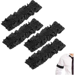 4Pcs Sleeve Garters for Men Roaring 20s Costume Accessories for Shirt Costume Black Anti Slip Arm Band