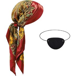 Zando Pirate Bandana Pirate Eye Patch Pirate Accessories Womens Pirate Costume Hat Women Men Pirate Head Scarf Hair Scarf