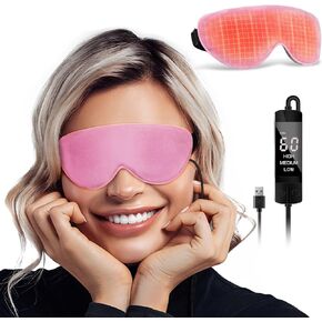 Heated Eye Mask for Dry Eyes, USB Electric Warm Eye Compress Heat Eye Masks with Temperature&Timer Control, Eye Heating Pad for Dry Eyes, Stye Treatment, Chalazion, Blepharitis, MGD, Puffy