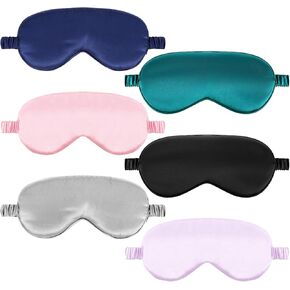 Silk Sleep Masks, 6 Pack Eye Masks for Sleep, Soft Satin Eye Cover with Elastic Strap for Sleeping, Blindfold Eye Cover for Sleepover Stuff Travel Nap Women Men Gifts