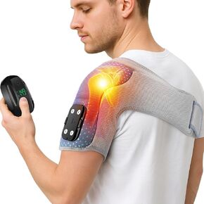 Cordless Heating Pad for Shoulder, Vibration Heated Shoulder Brace Massager Wrap, Electric Shoulder Heating Pad with 6 Heat Options 3 Vibration Modes and Timer, Mothers Day Gifts for Mom