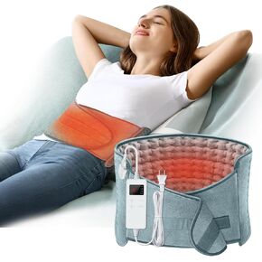 Heating Pad, Electric Heating Pad for Back Pain Relief Period Cramps with Belt, 4 Timer 6 Heat Setting & Auto Shut Off, 12"x24"+20" Large Moist Heat Pad for Neck Shoulders - Gift