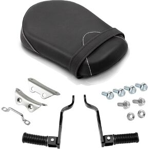 Motorcycle Rear Pillion Passenger Seat Pad With Footpeg Mount Kit Compatible With Yamaha Star Bolt XV950 Bolt XVS950 R-Spec 2014-2024 1TP-F47E0-T0-00