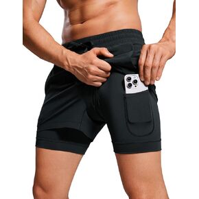 CRZ YOGA 2 in 1 Mens Athletic Shorts 3.5'' with Liner Quick Dry Lightweight for Running Gym with Zip Pockets