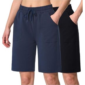 SpecialMagic 2 Pack Bermuda Sweat Shorts Women 10 inch Cotton Lounge الركبة الرياضية التي تعمل