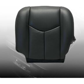 FZJDSD Dark Gray Driver Side Bottom Replacement Leather Seat Cover Compatible with Chevy Silverado Tahoe Suburban Avalanche GMC Yukon Sierra 1500 2500 3500 HD 2003 2004 2005 2006 2007