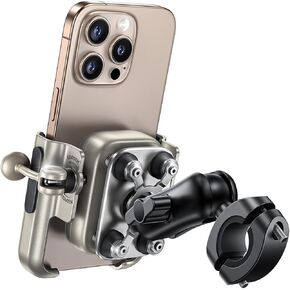 Lamicall Motorcycle Phone Mount Holder - [All Metal] [Anti Shake] [1s Lock] Bike Phone Holder Handlebar Clamp, Bicycle Cell Phone Mount, for iPhone 16 Pro Max, 15 14 13, Galaxy, 4.7-7.2" Phones, Gold