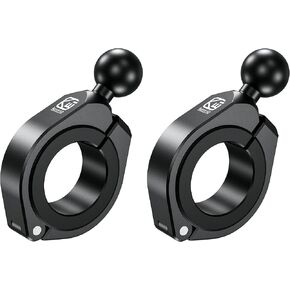 Brcovan 2pcs ، 1 '' Ball Bar Bar Mount مع قاعدة مشبك الألومنيوم ، تناسب 1.5 '' / 1.75 ' / 1.85' / 2 '' / 2.1 '' Rails & Roll Rails ، متوافق مع RAM Mounts B Size 1 '' Ball Socket Double Arm