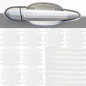 Tallew 16 Pieces Car Door Handle Scratch Protector Carbon Fiber Car Door Handle Sticker Cover Scratches Protective Films Car Door Handle Cup Protector Films (Transparent)