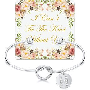 Arletty Women's Tie the Knot Bracelet With 26 Initials, Bridesmaid Proposal Gifts