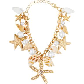 MINACHI Shell Bracelet for Women, Boho Summer Beach Seashell Charm Chain Bracelet, Summer Jewelry Gift for Women