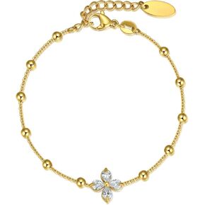 Kylie Y 14k gold-plated blossom charm bracelet cubic zirconia diamond chain bracelets for Women adjustable bracelet