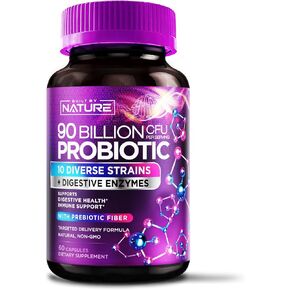 90 مليار CFU بروبيوتيك - ملحق صحة الجهاز الهضمي اليومي للرجال والنساء - Lactobacillus acidophilus ، bifidobacterium & prebiotics - غير المعدلة وراثيا ، الغلوتين والألبان الخالية من الألبان ، مستقر على الرف - 60 كبسولات