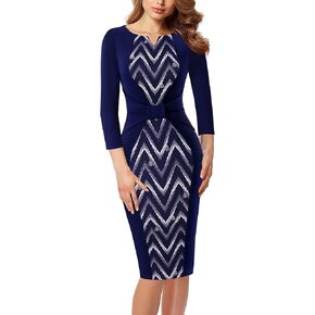 VFSHOW Womens Notch Neck Bow Waist Wear to Work Office Business Church Party Bodycon Pencil Sheath Dress