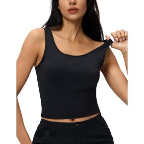 Ajisai Womens مزدوجة تصطف تجريب TOPS قمم سكوب الرقبة يوجا خزانات المحاصيل غير أكيمة صيف الصيف