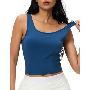 Ajisai Womens مزدوجة تصطف تجريب TOPS قمم سكوب الرقبة يوجا خزانات المحاصيل غير أكيمة صيف الصيف in Kuwait