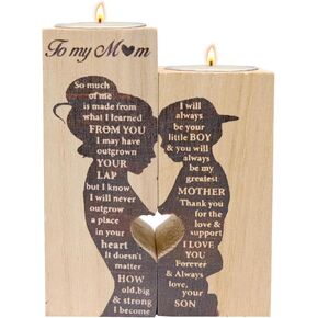 to My Mom Candlestick, Candle Holders Presents for Mom from Son, Mom Gifts for Mother's Day, Thanksgiving