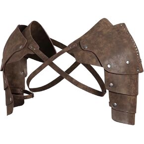 Medieval Faux Leather Shoulder Armor Double Pauldron,Viking Armor Men Steampunk Adjustable Body Chest Harness Shoulder Armors,Vintage Mercenary Knight Shoulder Armor for LARP/Cosplay/Ren Faire