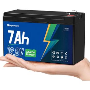 12V 7ah Rechargeable Battery, 3000+ Deep Cycles LiFePO4 Battery Built-in 15A BMS, for Power Wheels, Ride on Toys, Fire Alarm System, Lighting, Small UPS, Fish Finder, Deer Feeder, Trail Camera, ADT