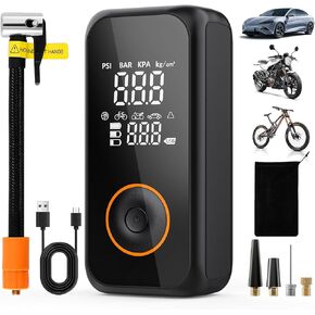 Tire Inflator Portable Air Compressor,3X Faster Inflation Air Pump for Car Tires,150PSI Cordless Electric Air Comperssor with Gauge Pressure and Auto Shut-off,Tire Pump for Car,Bike,Motorcycle,Ball