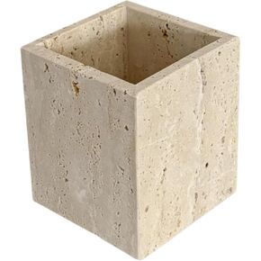 Natural Marble Stone Square Storage Container Empty Vessel Holder Cup for Candle/Pens/Sundries Items (Calacatta Purple)