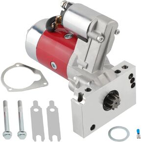 Turningsworld 3hp Torque Mini Starter 18493 لـ Chevy SBC BBC 262-454 V6 & V8 153 168 Tooth ، Red