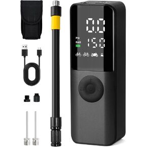 BG01 Portable Bike Tyre Air Pump for Presta ، Schrader ، Dunlop Valve ، Fast Spection 150psi Electric Bicycle Spelator مع مقياس ضغط رقمي مناسب للدراجة على الطرق ، الدراجة الجبلية ، الدراجة الإلكترونية
