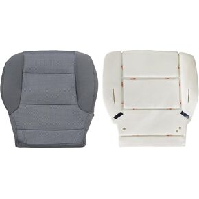 NLQR Dark Ash Gray #H2T or 4DP Front Driver Side Bottom Replacement Seat Cover Cloth & Seat Foam Cushion Compatible with Chevy Silverado Tahoe Suburban GMC Sierra Yukon 2014 2015 2016 2017 2018 2019