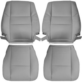 Priprilod Gray Leather Driver & Passenger Side Bottom Replacement seat Cover & Top Lean Back Replacement Cover Compatible with Toyota Tundra Sequoia 2000 2001 2002 2003 2004
