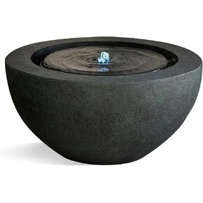Xbrand 19.8 "W كرة Polyresin Round Bowl مع ضوء LED ، حديقة/نافورة داخلية/خارجية ، أخضر داكن