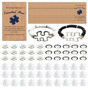 Employee Appreciation Gifts, 90Pcs=30Sets Thank You Gifts Bulk With Card for Staff Volunteer Housekeeping Coworker Teacher Small Pioneer Volunteer Customer Friendship Puzzle Bracelets Fun Idea for Men Women (Puzzle Black 15 + White 15 Sets)