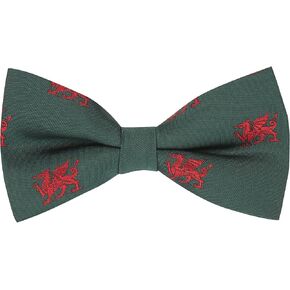 King & Priory Dark Green Disbroidered Welsh Dragon Bow Tie