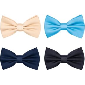MANS BOY TIE 4 PCS TUXEDO BOW TIES للرجال اللون الصلب مسبقًا مسبقًا لحفل الزفاف
